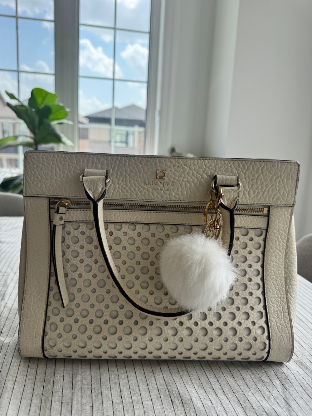 Kate Spade New York Cream Leather Satchel